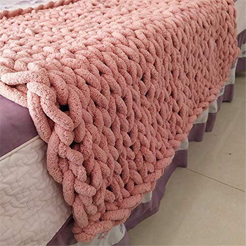 GLITZFAS Gestrickte Decke Grob Kuscheldecke Grobstrick Wolldecke Strickdecke Tagesdecke Überwurf Decke Zuhause Dekor Geschenk fürs Sofa Tagesdecke (Fleisch rosa,120 * 150cm)