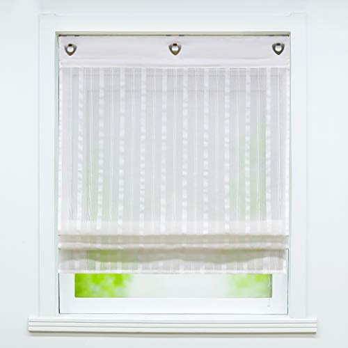Joyswahl Voile Ösenrollo Unifarbig Raffrollo ohne Bohren Ursel 80x140 A016 | Raffgardine mit Ösen, Rollo mit Haken, Schöne Längsstreifen, Schals Fenster Gardine, Hakenaufhängung, 1 Stück, Transparent