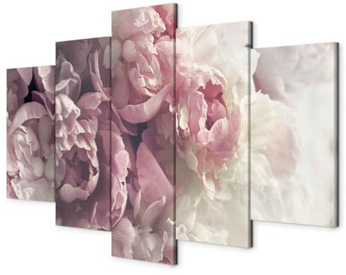 murando - Wandbilder XXL Blumen 200x100cm 5 tlg - Wand Deko Leinwand Bilder Groß Wanddeko Wohnzimmer Schlafzimmer Kunstdrucke - Päonie Pfingstrose Natur Pflanznemotiv b-C-0631-b-m