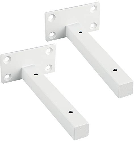 Sayayo Floating Shelf Bracket, Invisible Hidden Heavy Duty Shelf Support for Concealed Wood Shelves Wall Mounted, Metal Frosted White Finish, 2 pcs, EJT150W-2P