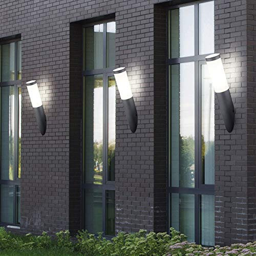 etc-shop 3er Set Außen Wand Leuchte Fassaden EDELSTAHL Fackel Garten Lampe anthrazit im Set inkl. LED Leuchtmittel