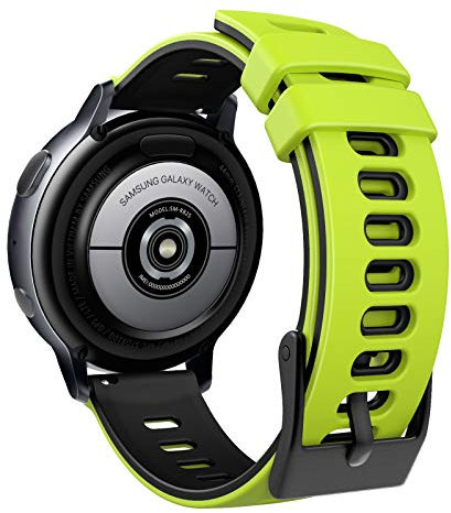 Moko Bracelet Compatible avec Garmin Vivoactive 3/Forerunner 55/245/645/Venu/Venu 2 Plus/Sq/Vivomove Sport/Samsung Galaxy Watch 4, 20mm Bande de Montre de Remplacement en Silicone, Vert/Noir