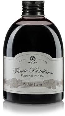 Füllhaltertinte Pastell Grau Pebble Stone 250 ml, Schreibtinte für Füllhalter,Schreibfedern und Glasfedern, Kalligraphietinte in praktischer 250 ml Nachfüllflasche