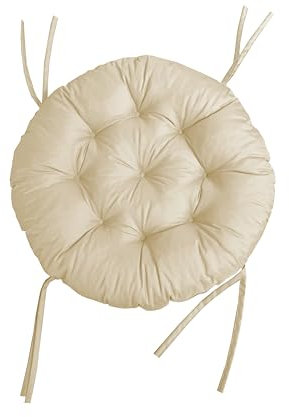 chilly pilley® Polster für Papasansessel Wasserdicht - Rundkissen - Auflage Polster für Papasansessel -Sesselkissen Sitzkissen Gesteppt mit Schlaufen (60cm, Creme)