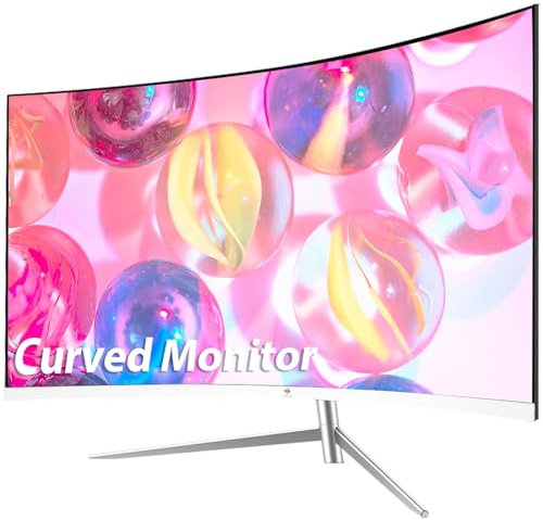 Z-Edge 24 Inch Curved Monitor Full HD 1920x1080 LED Computer Monitor 75Hz, VA Panel, Ultra-Thin Bezel, Flicker-Free Eye-Care, 178° Wide Viewing Angle, VGA HDMI Port, White
