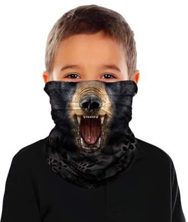 ShopINess Cache-cou multifonction pour les enfants (6-14 ans) - Ours noir