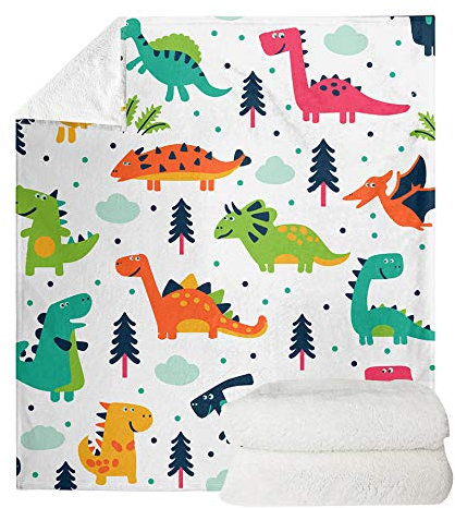 UOIMAG Kinderdecke mit Cartoon-Dinosaurier-Motiv, weich, für Jungen und Mädchen, Decke für Schlafzimmer, Wohnzimmer, Outdoor (150 x 200 cm)