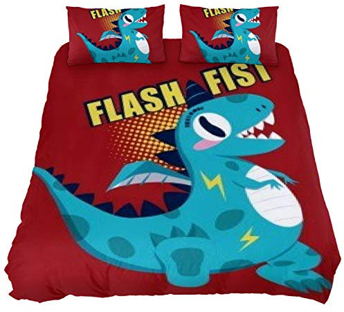 Eslifey Flash Fist Dinosaurier Bettbezug, 3-teilig, King Size Tröster 259,1 x 228,6 cm, Bett-Set mit zwei Kissenbezügen