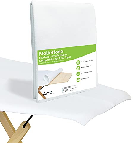 ARCOL Mollettone Ricambio Compatibile per Asse da Stiro Foppapedretti, Made in Italy, Mollettone Morbido e Confortevole per una Stiratura Facilitata, in Fibra di Poliestere al 100%