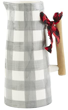 Mud Pie Pichet à carreaux gris de Noël, 1,7 l