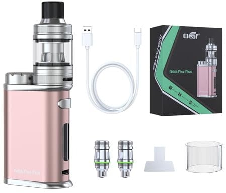 Eleaf iStick Pico Plus con juego de cigarrillos electrónicos Melo 4S M75 Watt 4ml Tanque de vidrio sin batería 18650 sin nicotina (oro rosa)
