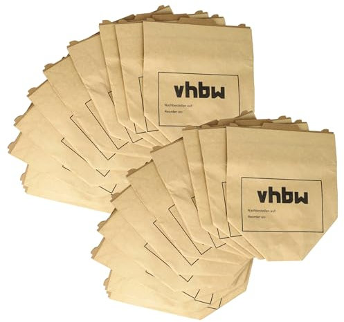 vhbw 20x Staubsaugerbeutel kompatibel mit Vorwerk Kobold VK130, VK131, VK 130, VK 131, VK130SC Staubsauger - Papier, 24,5cm x 20,5cm, braun