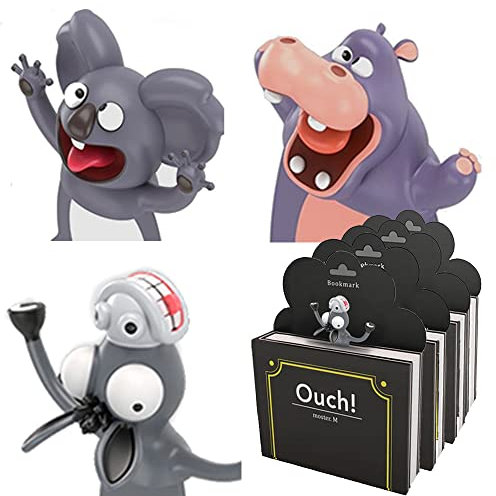 3er SPARSET - 3 Stück KXT Witzige 3D Cartoon Tier-Lesezeichen für Kinder+Erwachsene (Koala Flusspferd Esel)