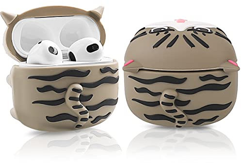 TAOCHEN Hülle für AirPods 3rd Erzeugung Ohrhörer mit Schlüsselschnalle Stoßfester Schutz Cartoon Design Nette Fall Cover Kompatibel mit AirPods 3