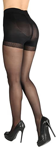 BANANALU Bauch Bein Po Strumpfhose 20 Den figurformende Miederhose mit shaping Effekt Slim 20 Nero S