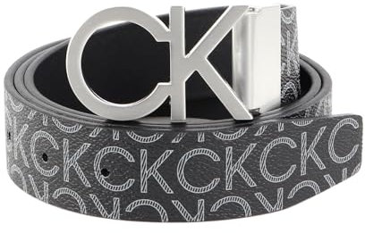 Calvin Klein Herren Gürtel New Mono Belt 3,5 cm Kunstleder, Schwarz (Black Monogram), 95 cm