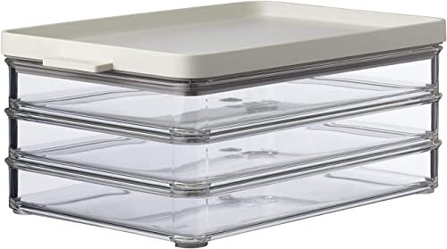 Mepal – Aufschnittdose Omnia 3-lagig Nordic White – 1650 ml Aufschnittbox für den Kühlschrank – zur Aufbewahrung von Wurst und Fleischwaren – 3 Separate Aufbewahrungsbehälter – spülmaschinenfest