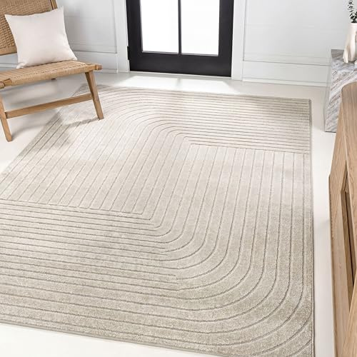 JONATHAN Y Odense High-Low Angle Ivory/Cream Indoor/Outdoor Area Rug, 8x10, Modern, Contemporary, Geometric, Bohemian, Bedroom, Kitchen, Living Room, Non Shedding (SCN101A-8)