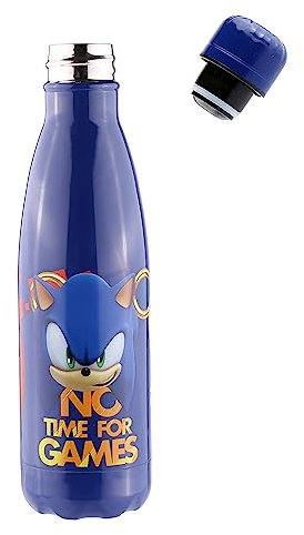 Sonic Water Bottle Sonic The Hedgehog Botella de agua para niños, aprox. 500 ml, color azul