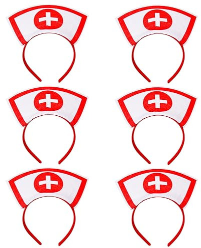 HIXNUG Chapeau d'infirmière pour Halloween, serre-tête, serre-tête pour cosplay, bal masqué, infirmière, accessoire de costume d'infirmière (3)