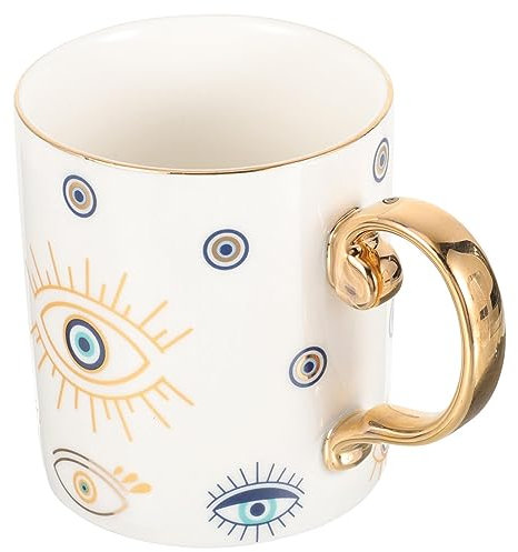 JTBDWOSK Keramik Kaffeetassen Teetassen Trinkbecher Böser Blick Nazar Augen Frühstücktasse Milch Cappuccino Latte Tasse Teebecher Kaffeebecher für Zuhause Büro Tischdeko,B