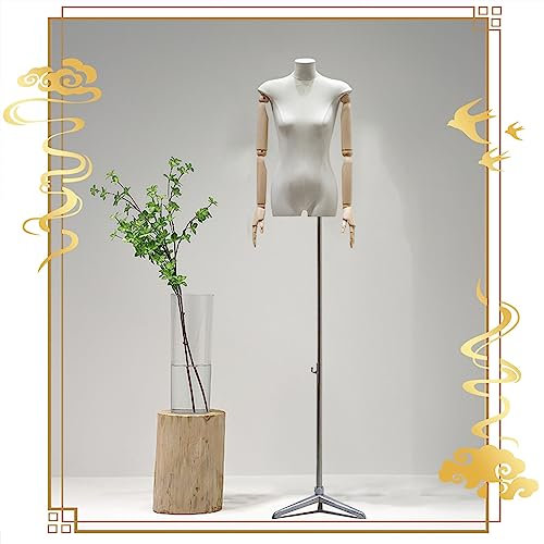 schneiderpuppe Schneiderpuppe Damenbüste Weiblich Mit Massivholzarmen, Einstellbare Höhe 52-76 Zoll Schaufensterpuppe Schneiderbüste Für Juweliergeschäfte Bekleidungsgeschäfte for Clothing Shop Dresse