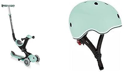 GLOBBER - Go-Up Deluxe - All-in-1 skalierbarer 3-Rad-Roller - Pastell Mint & Unisex Jugend Jr Go-up Helm Pastel Green XXS/Xs 45-51 cm kopfhörer, Lindgrün