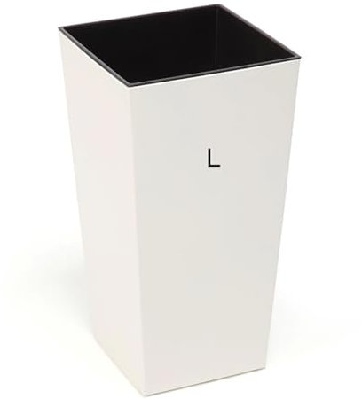 MELTOM Übertopf Blumenkübel Blumentopf Hochglanz mit Einsatz Hoch (Creme, L-46cm)