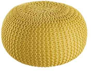 kreatives Wohnen Pouf Premium ø45cm Sitzhocker Strickpouf Innen Terrasse Pool Garten nachhaltig gelb - Freesia