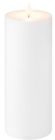 blomus LED Kerze -NOCA- Batteriebetriebene Stumpenkerze mit Timerfunktion, Outdoor, Spritzwassergeschützt (White, XL)