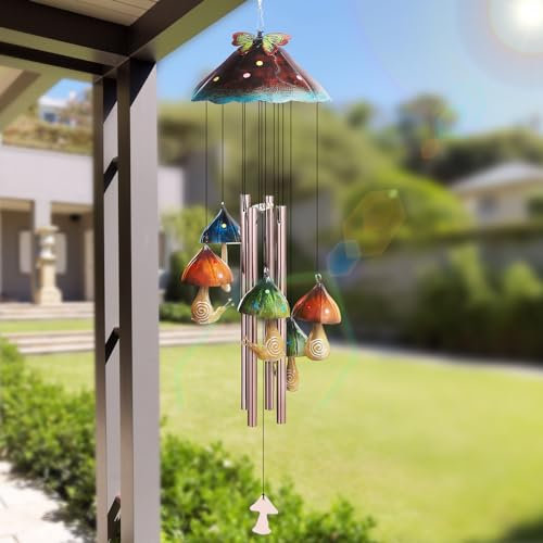 Cottagecore Windspiel für Gartendekoration, Fairycore Pilz-Windspiel für Gartenterrasse und Heimdekoration, Innen- und Außendekorationen