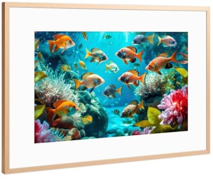 artboxONE Poster mit Rahmen Kupfer 45x30 cm Buntes Korallenriff von Uwe Merkel - gerahmtes Poster