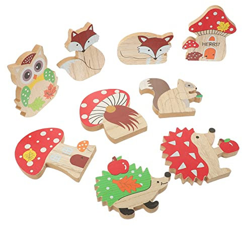 PRETYZOOM 9 Stücke Einzigartige Cartoon Pilz Holz Carving Tiere Für Garten Home Office
