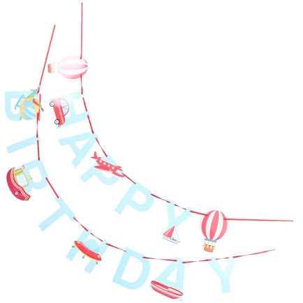 Toyvian Cartoon Flugzeug Banner Jungen Und Mädchen Geburtstag Party Dekoration Baby Geburtstag Party Bunting Wiederverwendbare Dekorationen