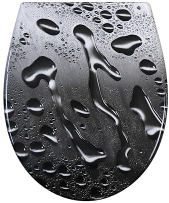 Fanmitrk WC Sitz mit Absenkautomatik, Toilettendeckel Duroplast, Klodeckel mit Schnellverschluss, Montage von oben, Toilettensitz mit Motiv