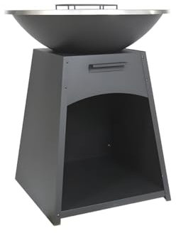 Vente-unique - Barbecue plancha brasero en acier - L81 x l81 x H96 cm - Noir - CORVERA