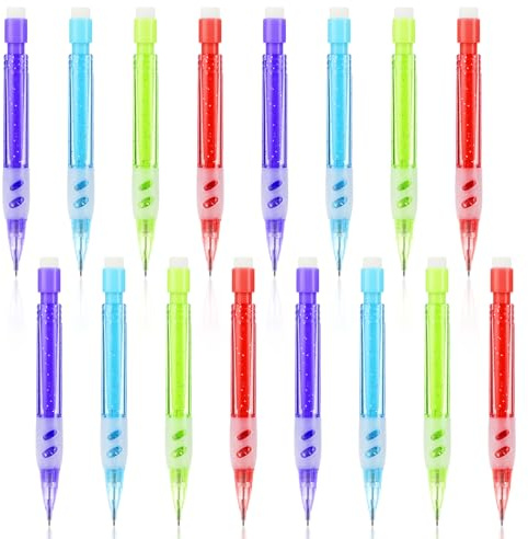 Mabor Lot de 16 mini porte-mines automatiques de 0,7 mm avec gomme pour élèves du secondaire, enfants, mini fournitures de bureau pour l'écriture, le dessin, le dessin