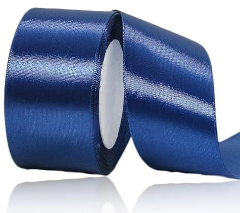Geschenkband Dunkelblau 50 mm Breit,23 Meter Satinbänder Marineblau Stoff Schleifenband Kunsthandwerk,Hochzeitsdekoration, Weihnachten, Haarbögen, Blumensträuße, Geburtstag und Geschenkverpackung