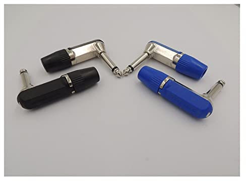 Hwmsza 1/4 inch 6.35mm 90 Degree Right Angle Cable Mono Input Plug Adapter Converter connector with Metal End