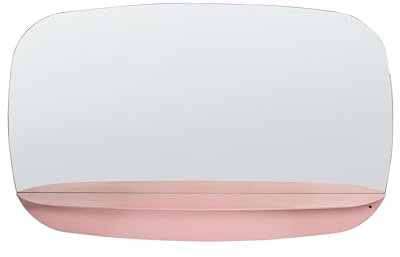 Beliani Specchio decorativo da parete in stile moderno appeso in metallo con ripiano 50 x 80 cm Rosa Donson