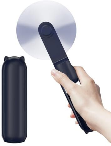 LETSCOL Portable Handheld Fan, Mini Pocket Hand Fan, Foldable Personal Desk Fan with Power Bank, USB Rechargeable Fan for Makeup Home Travel Outdoor (Blue)