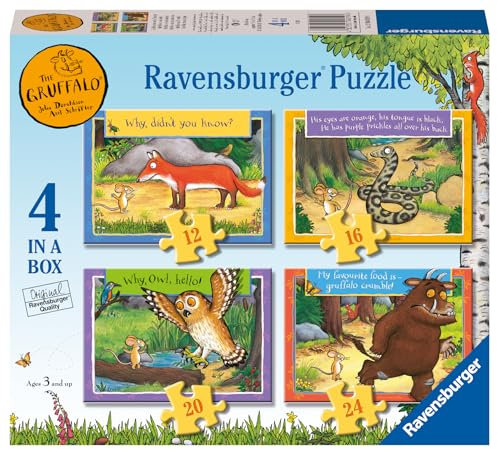Ravensburger The Gruffalo 4 in a Box Jigsaw Puzzles for Kids Age 3+, 16, 20 & 24 Pieces