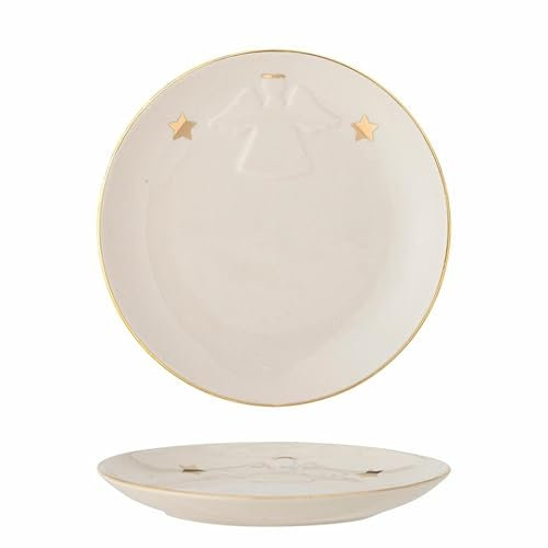 Bloomingville Starry - Plato (cerámica, 16 cm), diseño de Estrellas, Color Blanco