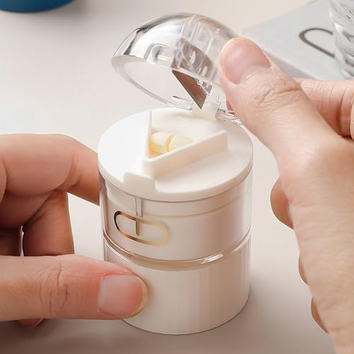MZSX 4 en 1 Trituradora Multifunción Tableta, Trituradora y cortador de píldoras con agarre en V, Cut Tablets divisor caja de almacenamiento perfecto para el hogar y el viaje, para Ancianos y Bebés