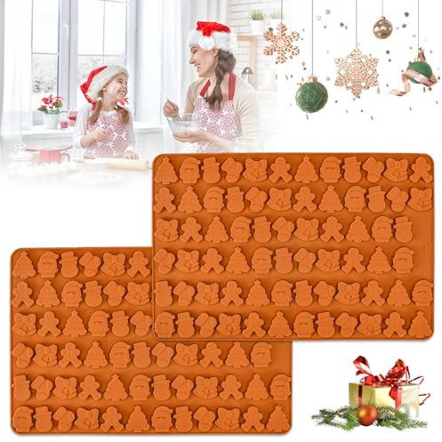 ADERTOS 2 Stk Silikonform Weihnachten Schneeflocke Mini Backform Weihnachtsbaum Schokoladenformen Antihaft Silikon Form Schneemann Lebkuchenmann Kuchenform für Muffins Cupcakes Kuchen Süßigkeiten