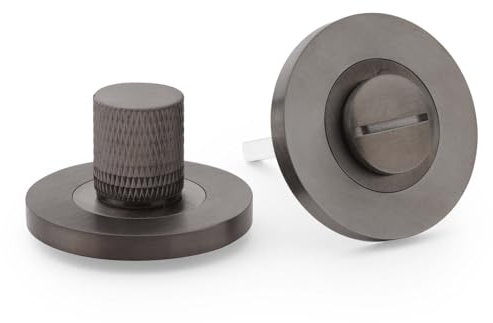 Modern Knurled Thumbturn & Release Lock - Dark Bronze - Bathroom Door WC