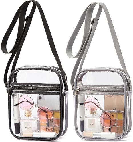 MOAZIFI 2 Pcs Durchsichtige Tasche, PVC Transparente Tasche mit Verstellbarem Abnehmbarem Gurt, Festival Tasche, Clear Bag, Tasche Durchsichtig, Für Konzerte, Sportveranstaltungen, Shopping, Reisen