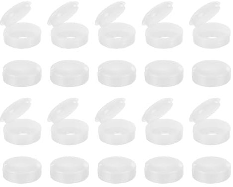 sourcing map 100Pcs Screw Caps, 6mm/0.24 ID Screw Snap Covers Washer Flip, PVC Hinged Screw Cover Caps for Covering Screw Heads(White)