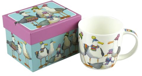 Emma Ball Seagulls in Beanies Bone China Mug (Boxed)