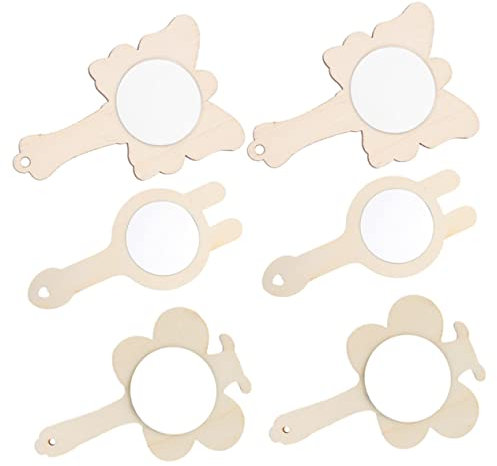 TOYANDONA 6 Stück Kleine Holzspiegel Kinder Handspiegel Kleiner Handspiegel Leere Spiegel Handspiegel Spielzeug Tragbarer Spiegel Unvollendeter Spiegel Bastel Kinderspielzeug